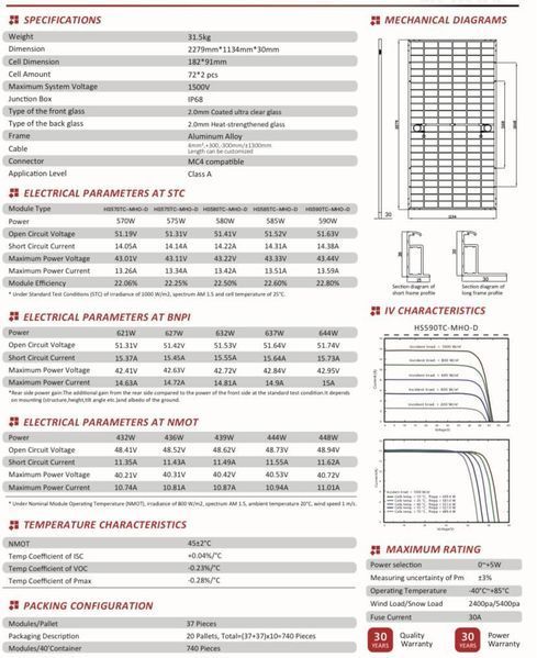 Сонячна панель HORAY Solar 590W (двостороння) Н590 фото