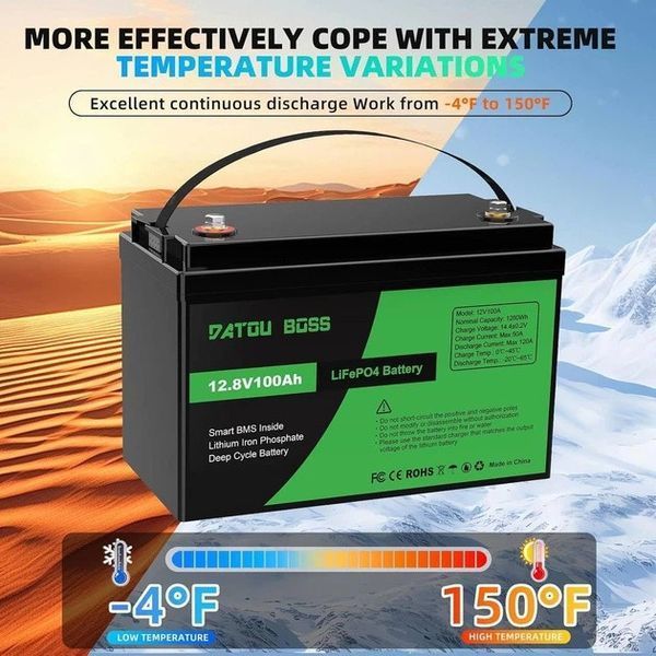LiFePO4 12V 100Ah Акумулятор Datouboss, BMS, 1280Wh 17084 фото