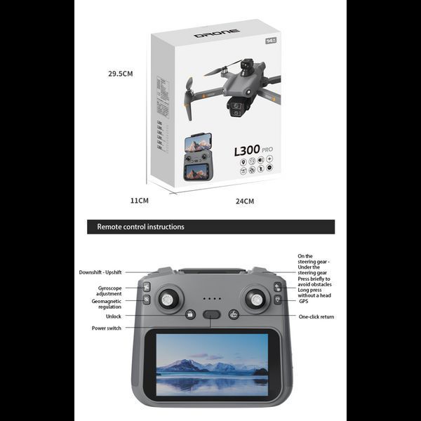 Професійний дрон квадрокоптер L300 Ultra max з пультом, екраном 5,9", GPS і камерою 4K &mdash; до 28 хвилин польоту L300UM фото