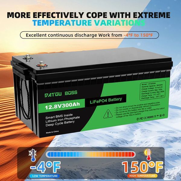 Акумулятор DATOU BOSS LiFePO4 12 V / 300 Ah (3840 Wh) для систем резервного живлення (UPS) вдома 17110 фото