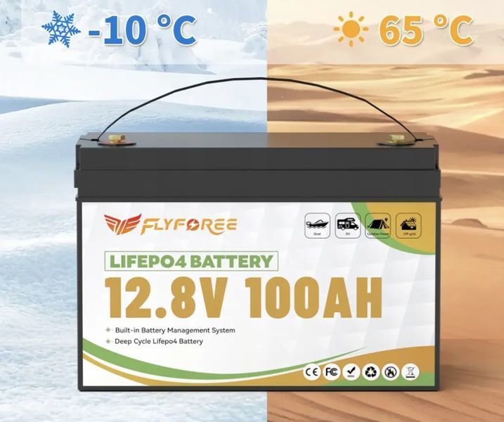 Акумулятор FLYFOREE LiFePO4 12 V / 100 Ah (1280 Wh) з Bluetooth для систем безперебійного живлення (UPS) вдома 17111 фото