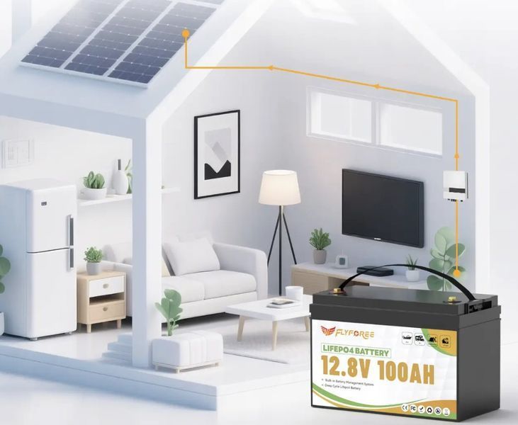 Акумулятор FLYFOREE LiFePO4 12 V / 100 Ah (1280 Wh) з Bluetooth для систем безперебійного живлення (UPS) вдома 17111 фото