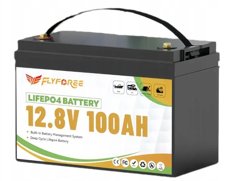 Акумулятор FLYFOREE LiFePO4 12 V / 100 Ah (1280 Wh) з Bluetooth для систем безперебійного живлення (UPS) вдома 17111 фото