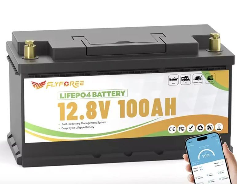 Акумулятор FLYFOREE LiFePO4 12 V / 100 Ah (1280 Wh) з Bluetooth для систем безперебійного живлення (UPS) вдома 17111 фото