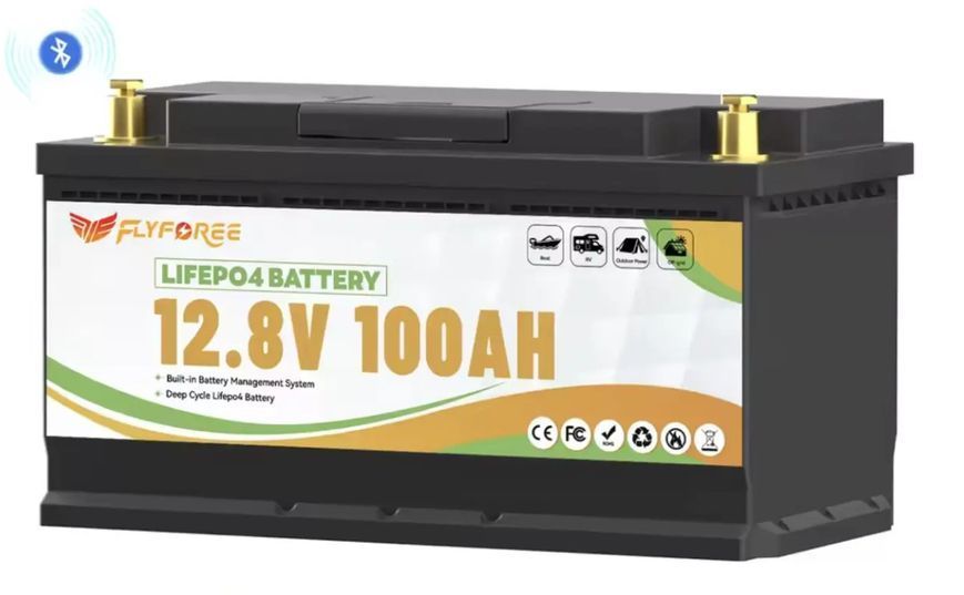 Акумулятор FLYFOREE LiFePO4 12 V / 100 Ah (1280 Wh) з Bluetooth для систем безперебійного живлення (UPS) вдома 17111 фото