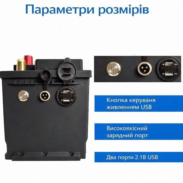 Акумулятор PUPVWMHB LiFePO4 12 В 100 А&middot;год. з Bluetooth, зарядкою, BMS для резервного живлення 17118 фото