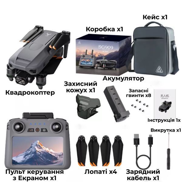 Професійний квадрокоптер ZLL SG909 MAX 4K з 3-осьовим підвісом і пультом з екраном SG909MAX фото