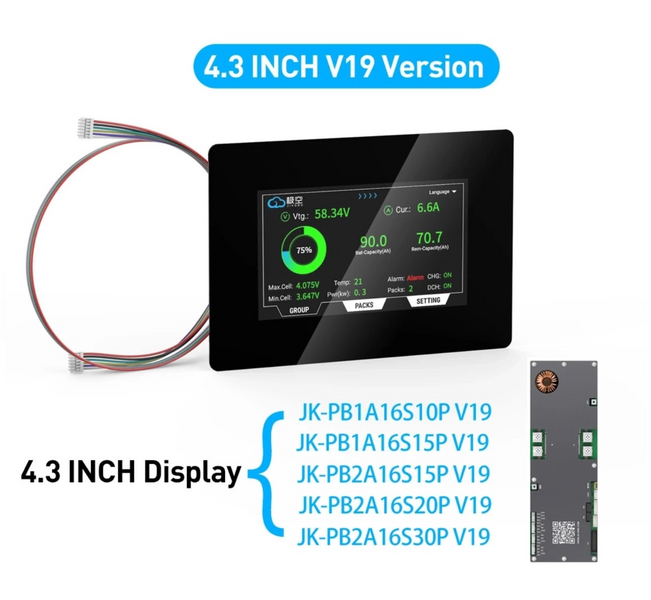 Дисплей JIKONG JKBMS V19 4.3" сенсорний TFT для BMS JK з CAN та RS485 JKBMS V19 4.3"NEW фото