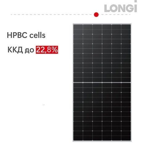 Сонячна батарея 590Вт /Solar PV panel 590W, HPBC Hi-MO 6, LR5-72HTH-590M, 30мм, LONGi 19,8973 фото