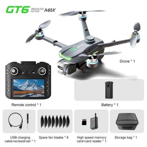Квадрокоптер GT6 MAX з RC-пультом, FPV камерою HD, складаний дрон для початківців, дальність до 1,5 км, час польоту до 15 хв GT6MAX фото