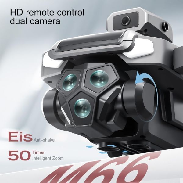 Квадрокоптер M66 MAX з пультом і екраном, FPV, подвійна камера, безщіткові мотори, складаний дрон M66MAX фото