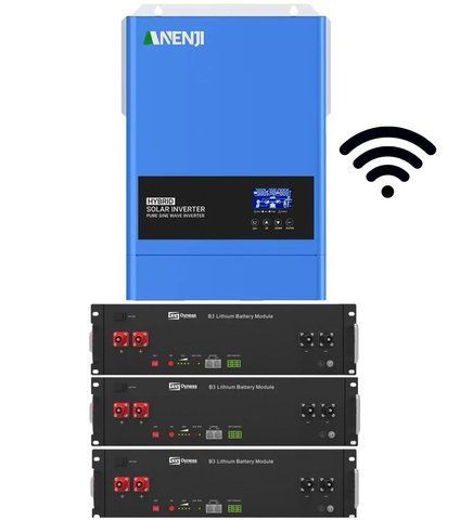 6.2 кВт+10.8 кВт Комплект резервного живлення Інвертор Anenji WiFi з низьким рівнем шуму + 3 Акумулятори Dyness B3 17083 фото