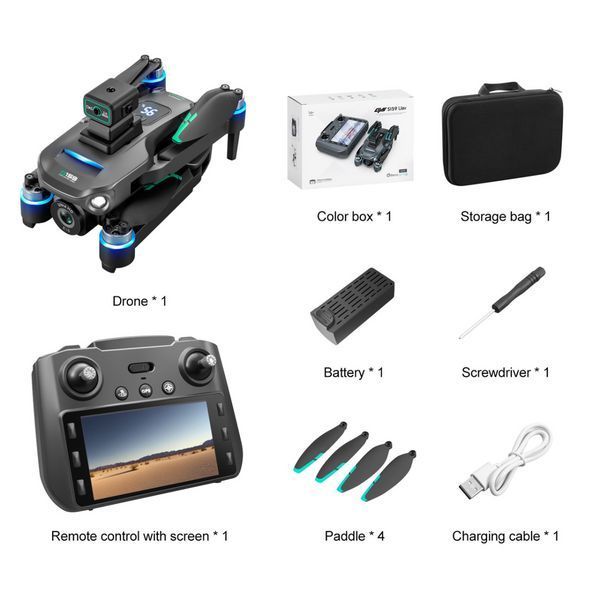 Квадрокоптер з РК-дисплеєм S159 дрон із камерою 4K, HD ESC, FPV, GPS до 1000 км. 20 хв. польоту + кейс S159 фото